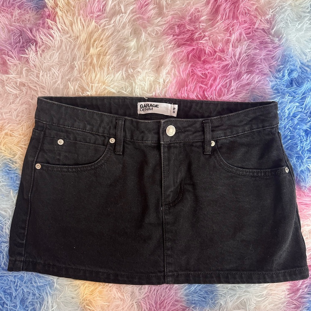 Garage Black Denim Mini Skirt